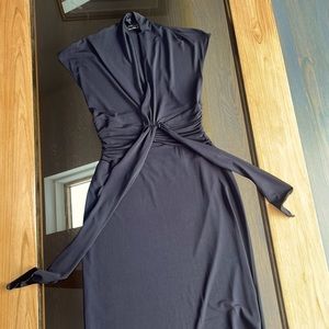 Beautiful sleeveless black dress with a detailed waist